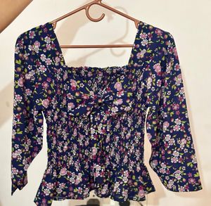 Floral Smocked Peplum Top