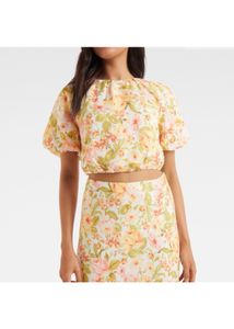 Forever New Tatiana Tie Back LinenCrop Top