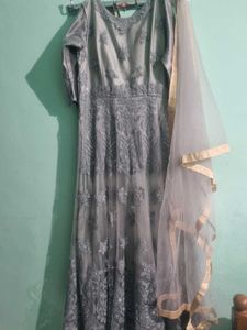 New Bridal Dress Silver Colour Full length