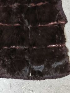 Brown half sleeve fur vest