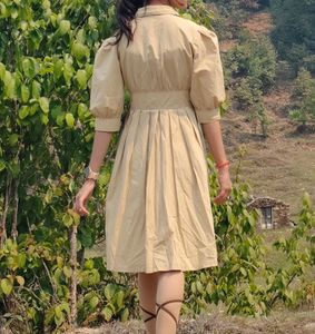 Vintage Style Beige Midi Dress