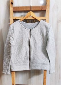 Gray Quilted Zip-Up Jacket size-36