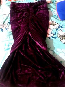 Plum Velvet Mermaid Maxi Skirt