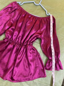 Pink Off-Shoulder Top With Back Bow Bust 36