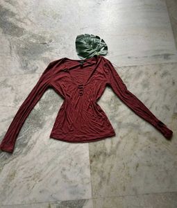 Burgundy Long Sleeve Top