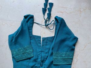 Peacock Green Sworaski Work Saree