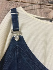 White Dolman Sleeve Top + denim long dress