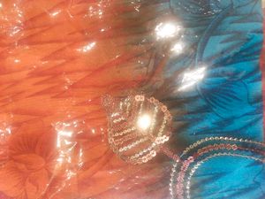 Synthetic Saree With Sequence Work