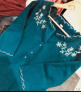 Floral Cut Neck Embroidery Kurta Set