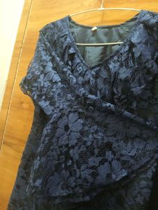 Elegant Navy Lace Top