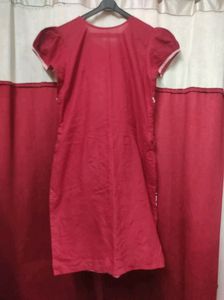 Maroon Embroidered Short Kurti