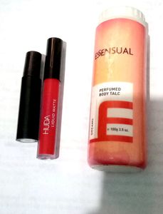 Lipstick (Huda Beauty) Maskara And Perfumed Powder