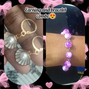 Bracelet And Pearl Earring Combo😍✨