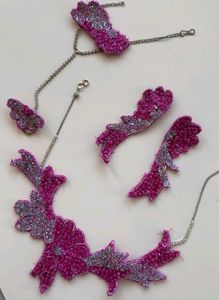 Pink Embellished Indian Jewelry Set