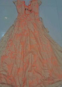 Elegant orange Ethnic Gown