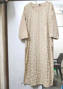 Cream Colour Kurta Set With Dupatta