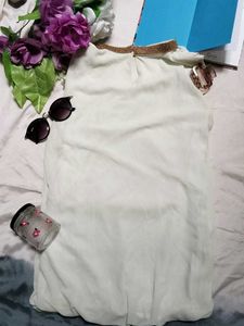 Elegant White Chiffon Top with Gold Studded Collar