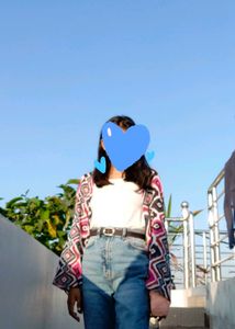 Ikat Print Cotton Scarf Cum Shrug