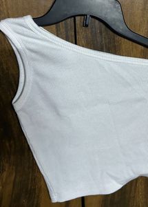 White Asymmetrical Tank Top