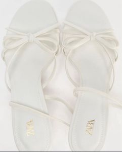 Zara White Elegant Strappy Kitten Heels