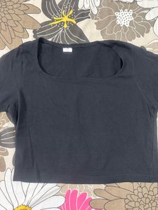 Black Square Neck Top