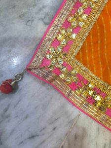Elegant striped Orange Saree