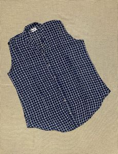 Blue & White Checkered Sleeveless Shirt
