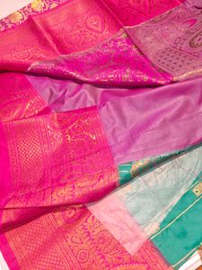 Elegant Green &amp; Pink  Boarder Saree
