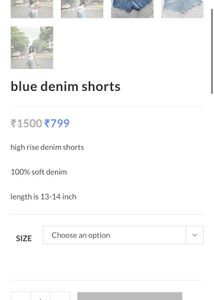 ZARA Blue High Rise Denim Shorts