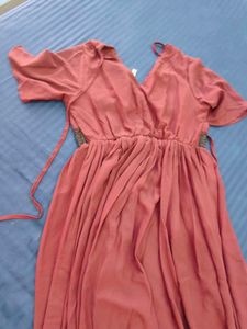 Elegant Empire Waist Dress mauve colour trending