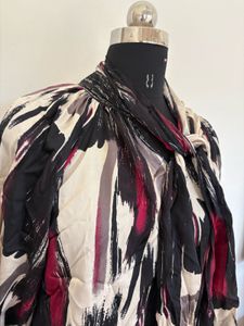 Abstract Print Tie-Neck Top