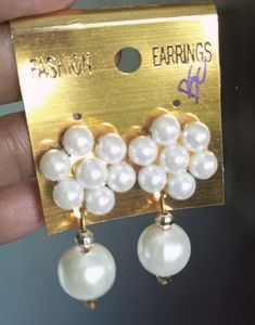 White Beaded Earrings