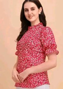 Casual Baloon Sleeve Printed Women Top