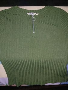 Olive Green Ribbed Top