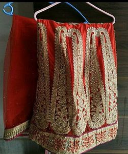 Elegant Red &amp; Gold Lehenga Set (Blouse+Duppata)