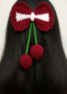 Crochet Handmade tulip bow  hair clip