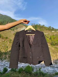 Korean Black Jacket With Textured Fabric