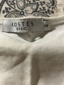 White Ribbed Fitted Top