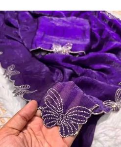 Elegant Blue Embellished Saree