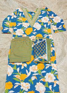 Printed Jaipuri Cotton Kurti Set For Women