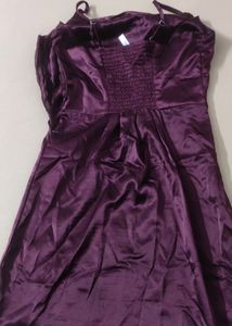 Dark Maroon Dress . Sleeveless. Side Slit . Strap