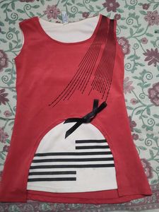 Red Sleeveless Top with Bow