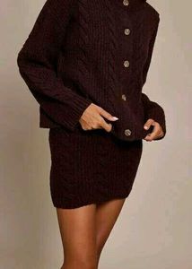 Brown Cableknit Mini Skirt