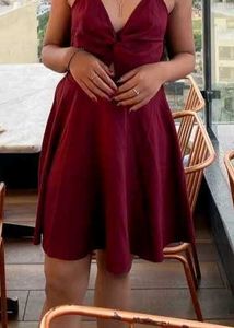 Maroon Skater Dress
