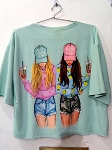Green 2girls Printed Tee