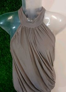 Backless Neck Gathered Halter Top
