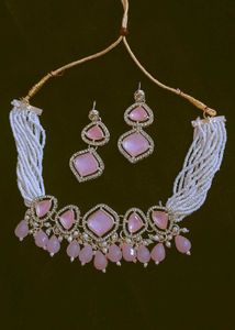 Pink Stone Necklace Set