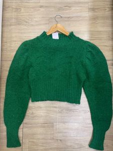 Green Cropped Sweater Top