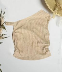 Beige One Shoulder Top