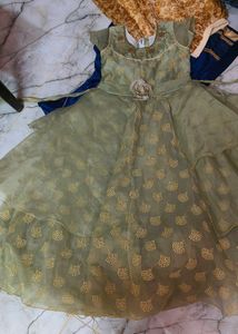 New Dusky Green Long Frock .